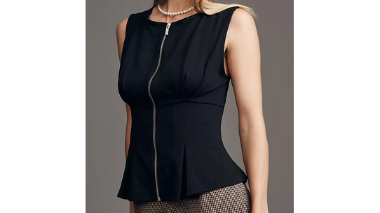 Anthropologie Pilcro Zip-Fornt Peplum Top