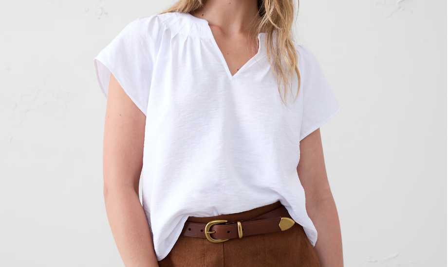 Banana Republic Stitched Pleat-Neck Top