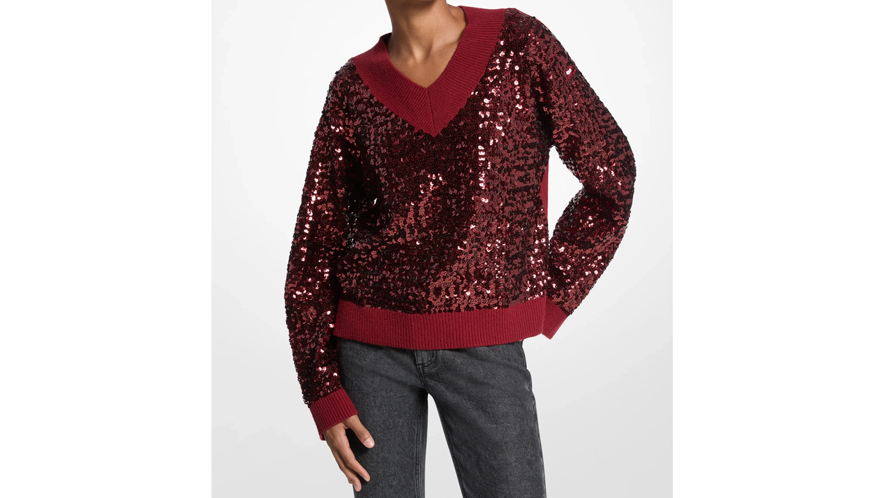 Michael Kors Sequined Cotton Blend Sweater